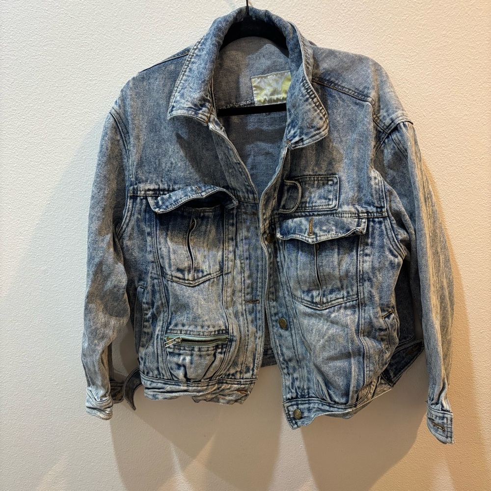 Vintage 80s Acid Wash Denim/Jean Jacket Unisex Men’s Sm Women’s Med - Picture 7 of 13